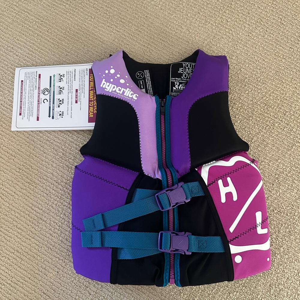Hyperlyte Wake Co - Kids Swim Vest - Purple and Black